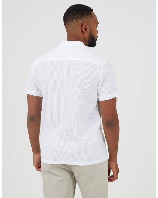 Brave Soul White Revere Collar Patch Pocket Short Sleeve Shirt for men