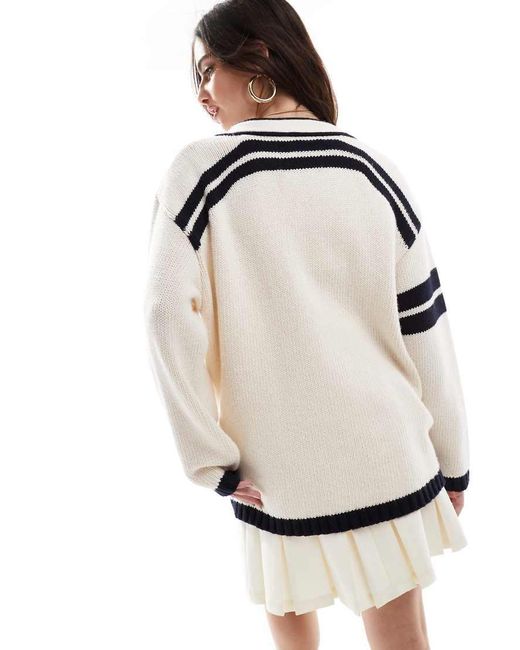 Gant White Knit Cardigan With Varsity Logo