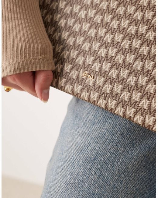 Mango Natural – laptop-tasche mit monogramm-muster