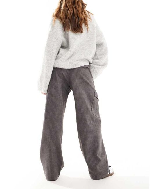 Pull&Bear Gray Pinstripe Cargo Trouser