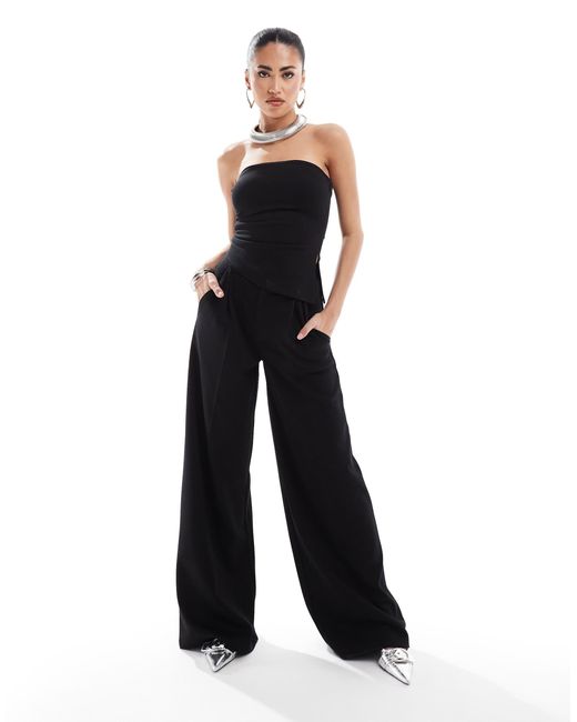 Top sans manches d'ensemble froncé sur le côté ASOS en coloris Black