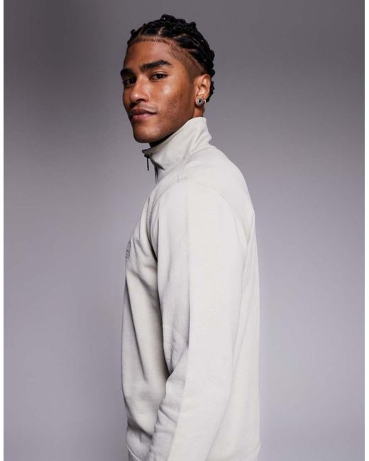 Boss Gray Zetrust Tonal Logo Half Zip Sweatshirt for men