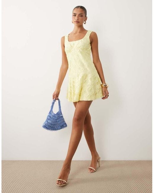 ASOS Natural Lace Mini Dress With Flippy Hem
