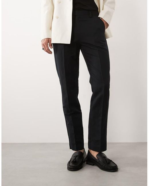 ASOS White Mix & Match Linen-rich Slim Suit Pants for men