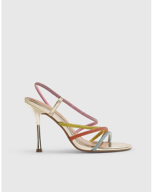 River Island Blue Diamante Strappy Heeled Sandals