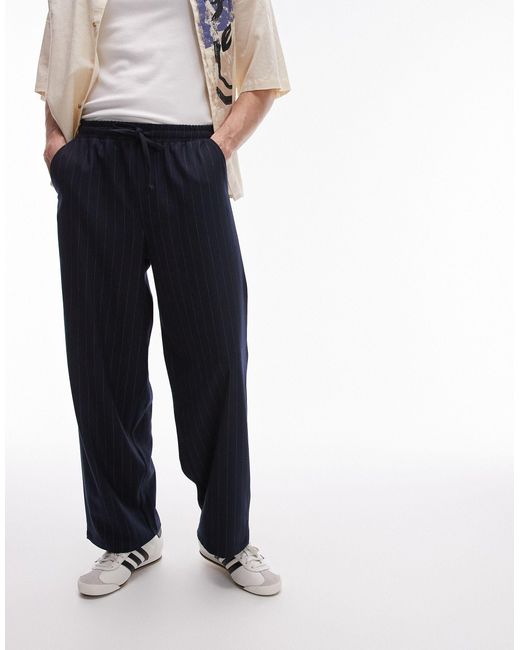 Pantalon ample à fines rayures Topman pour homme en coloris Blue
