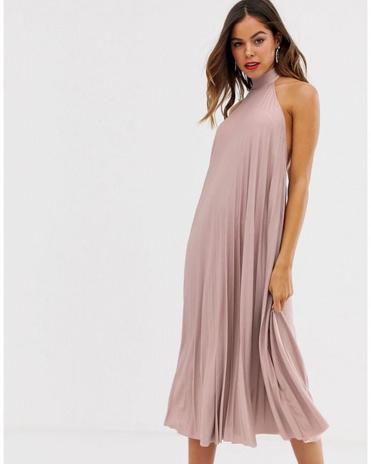pleated midi dress asos