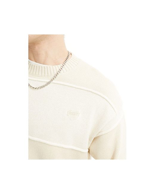 Maglione color sabbia chiaro con profili di Pull&Bear in White da Uomo
