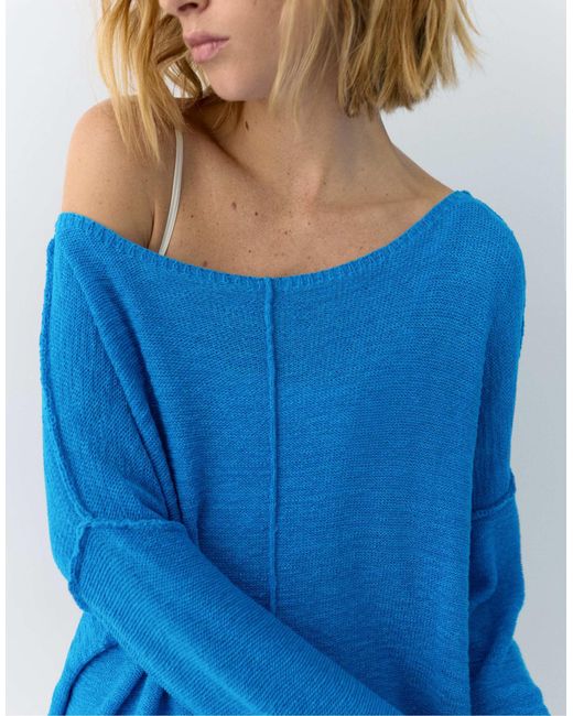Pull rayé à surpiqûres - profond Pull&Bear en coloris Blue