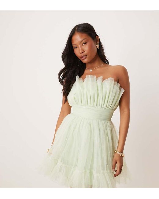LACE & BEADS Bandeau Mini-Jurk Met Structuur in het Green
