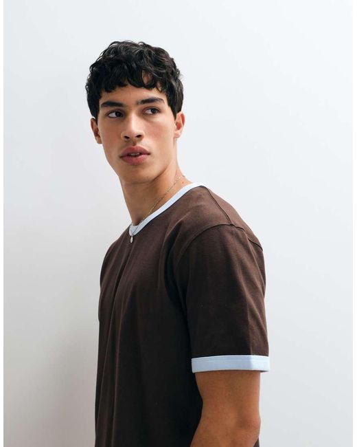 Jack & Jones Brown Regular Ringer T-shirt for men