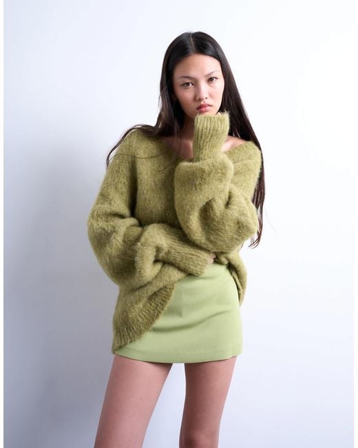 TOPSHOP Green Twill Clean Skort