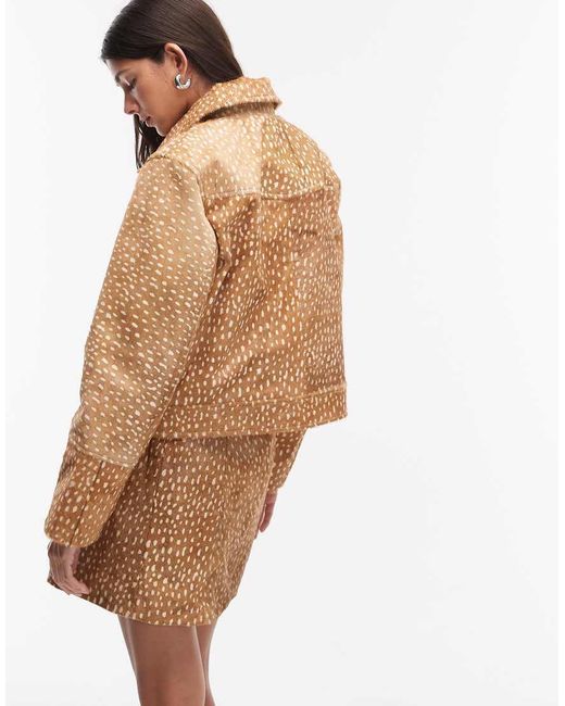 JJXX Brown Co-Ord Leather Pony Hair Jacket