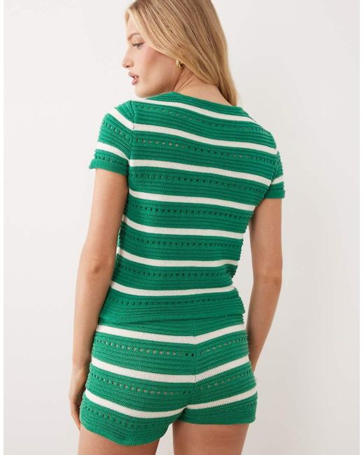 ASOS Green Knitted Crochet Cotton Blend Cardigan Co-ord