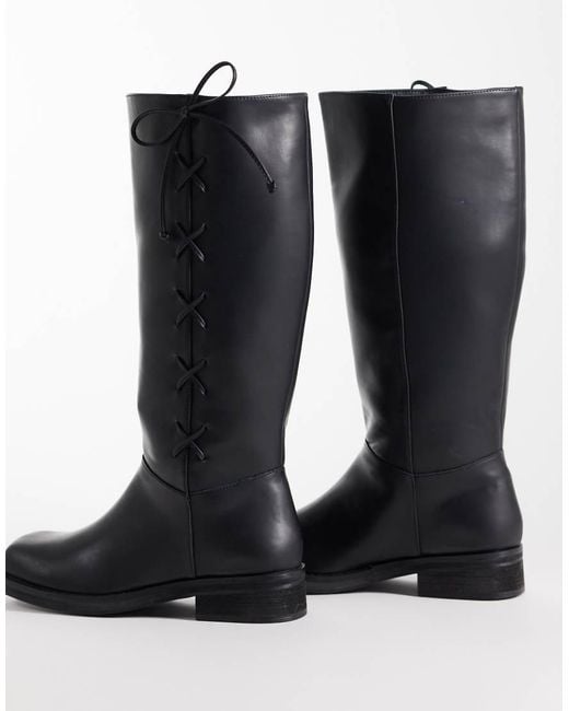 Public Desire Blue Saffron Square Toe Knee Boots