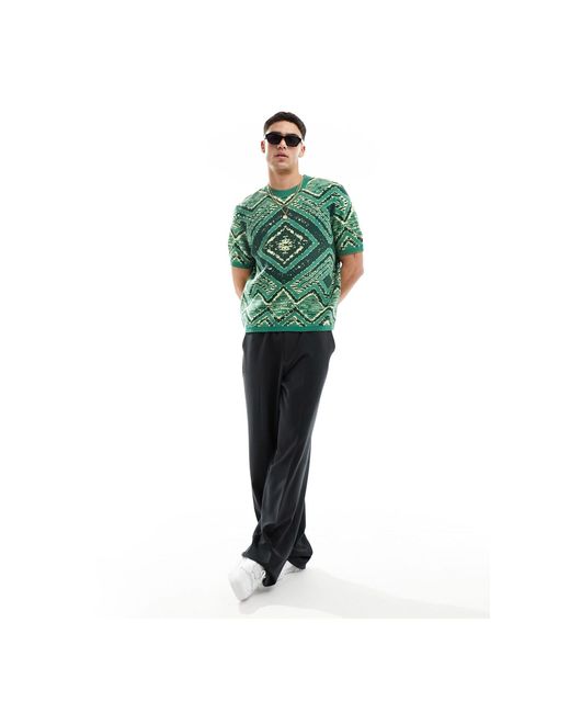 Camiseta holgada con diseño estampado ASOS de hombre de color Green