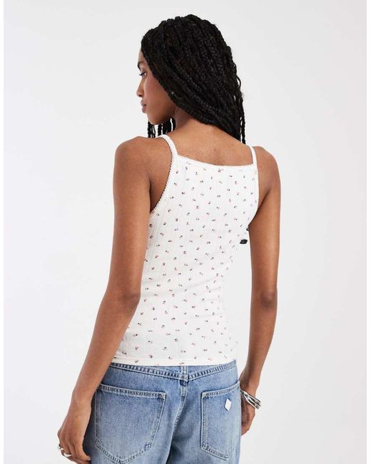 Levi's White Dry Goods Pointelle Ditsy Print Cami Top
