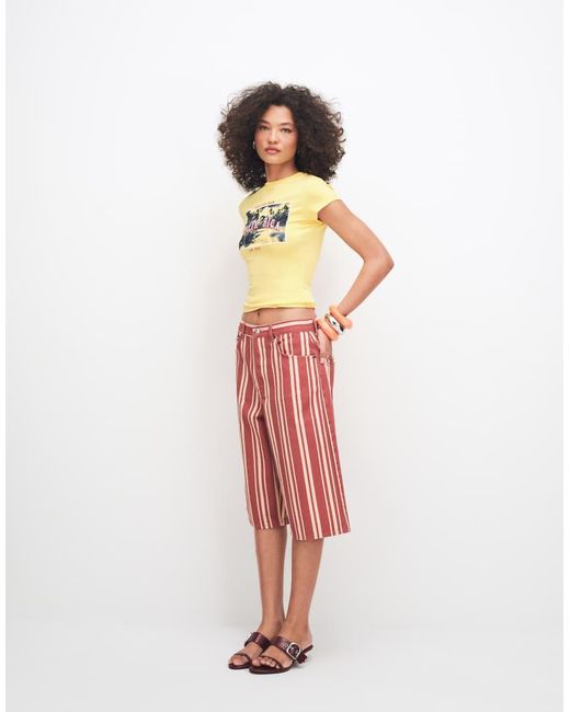 ASOS Orange Baby Tee With Costa Rica Embroidered Graphic
