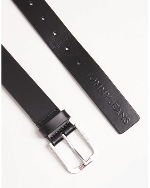 Tommy Hilfiger Blue Austin Leather Belt With Logo Buckle for men