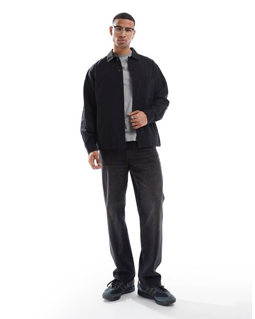 Jack & Jones – hemdjacke aus leinenmix in Blue für Herren