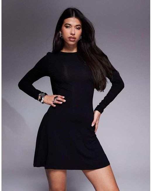 Vestito Corto A Maniche Lunghe Aperto Sul Retro di ASOS in Blue