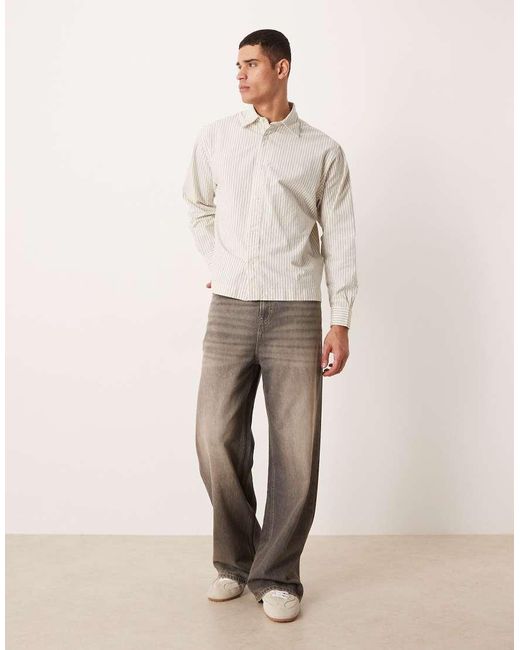 SELECTED Natural Oversized Boxy Stripe Shirt for men