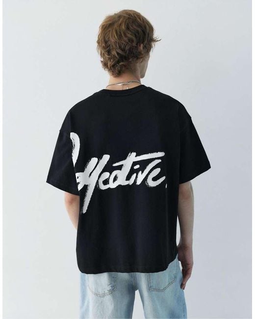 Pull&Bear Gray Stwd Graffiti T-Shirt for men