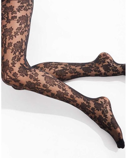 ASOS Brown Floral Lace Tights