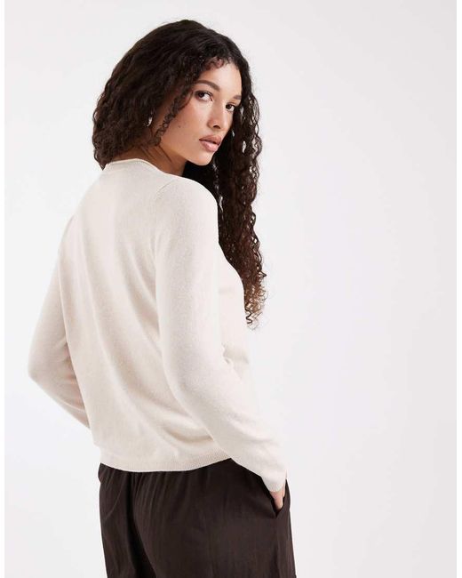 ONLY White Round Neck Knitted Top