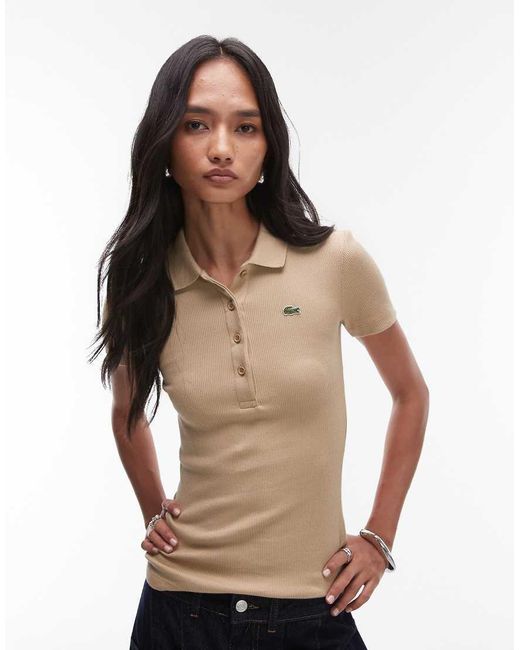 Lacoste Natural Logo Ribbed Polo Shirt