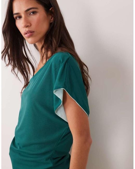 ASOS Green Double Layer Contrast Mesh Asymmetric Tank Top