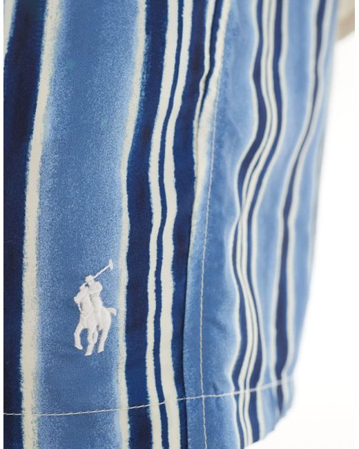Polo Ralph Lauren Blue Traveler Icon Logo Stripe Swim Shorts for men