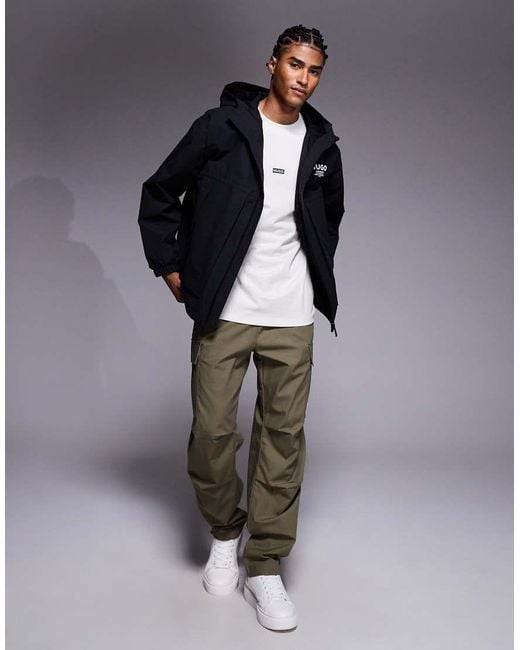 HUGO Blue Bod Back Print Hooded Jacket for men