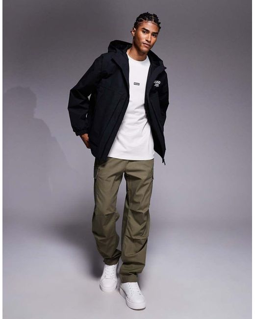HUGO Blue Bod Back Print Hooded Jacket for men