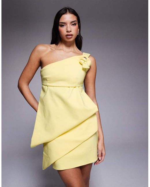ASOS Blue Mini Dress With Slouch Manipulation And Puffed Chunky Knot Strap