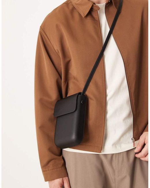 ASOS Brown Structured Mini Cross Body Bag for men