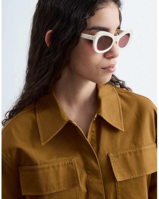 & Other Stories White Oversized Pure Cotton Utulity Shirt