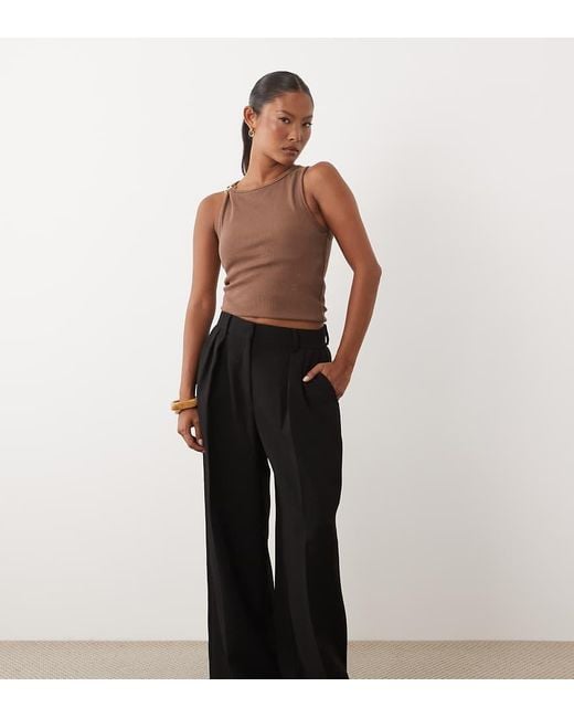 Nobody's Child Petite Black Tailored Wide Leg Pants