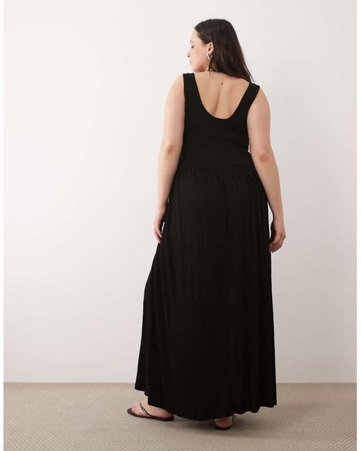 ASOS Black Asos Design Curve Crinkle Button Through Midi Dress