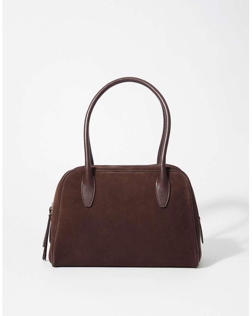 & Other Stories Brown Suede Leather Nano Bowling Bag