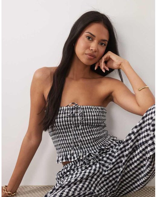 ASOS Black Shirred Bandeau Top