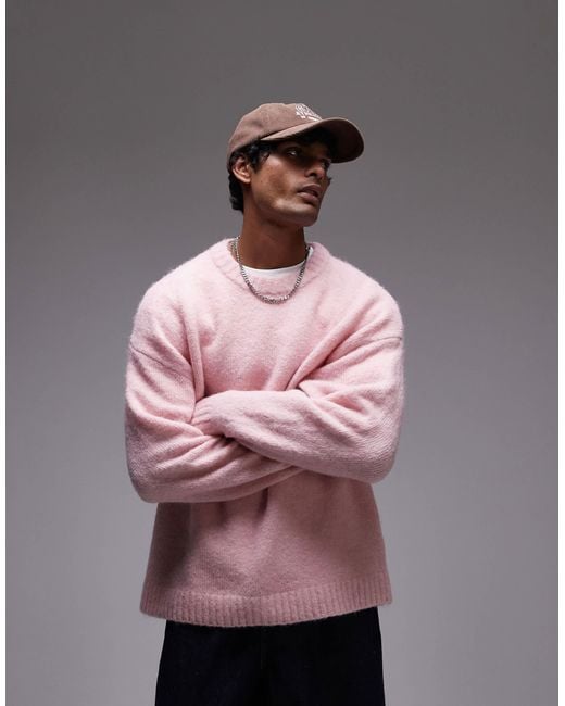 Topman – locker sitzender pullover in Pink für Herren