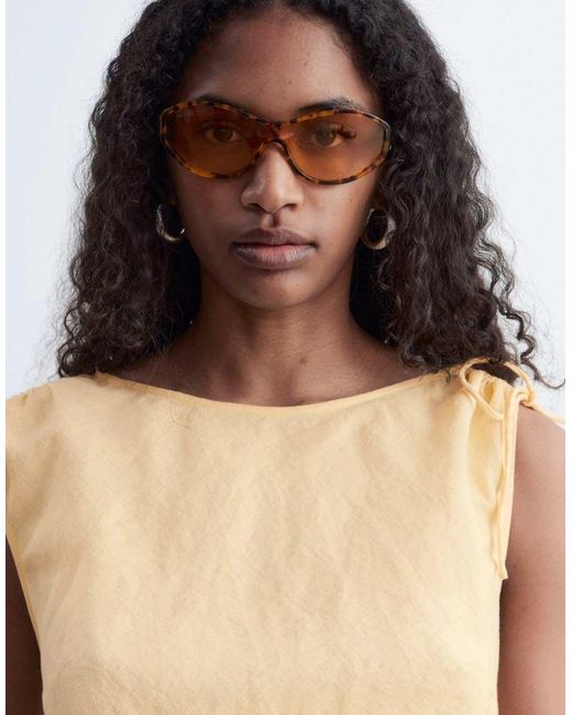 & Other Stories Natural Pure Linen Asymmetric Midi Dress