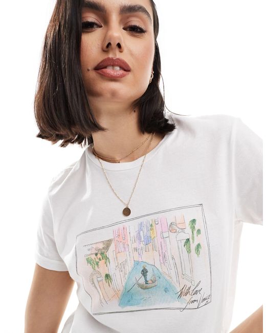 ASOS White Baby Tee With Venice Graphic