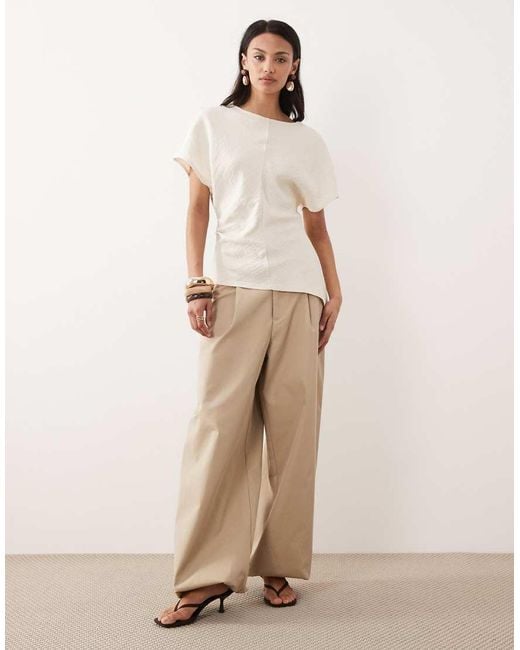 Gina Tricot White Short Sleeve Asymmetric Top