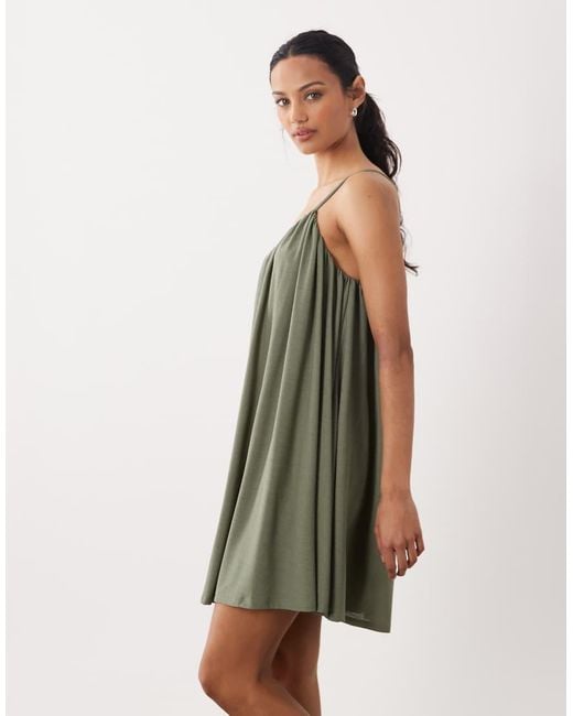 ASOS Green Textured One Shoulder Mini Dress