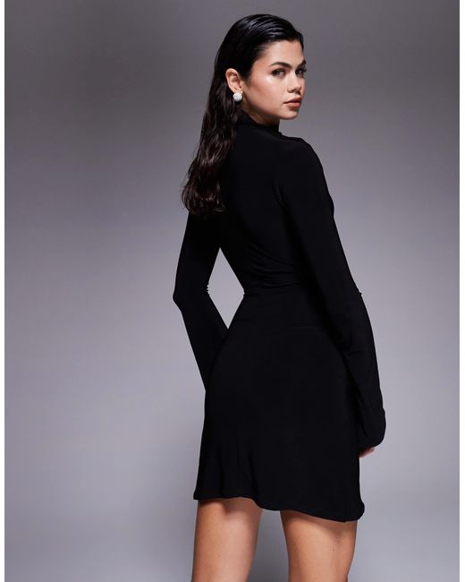 ASOS Black – drapiertes, hochgeschlossenes minikleid