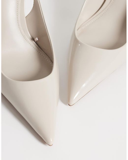 Mango White Pointed Heeled Slingbacks