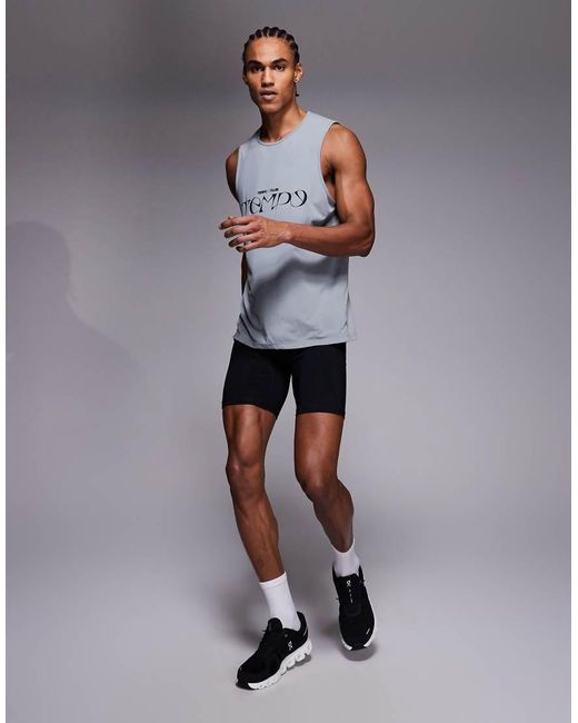 4505 Gray Nylon Performance Mesh Quick Dry Graphic Running Vest for men