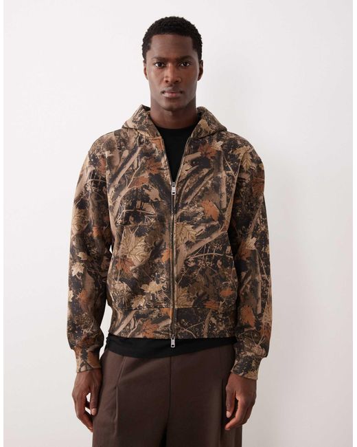 Ypb - sweat à capuche zippé avec imprimé camouflage - vert Abercrombie & Fitch pour homme en coloris Brown